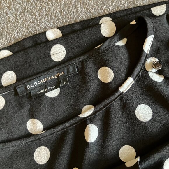 BCBG MAXAZRIA Women´s Polka Dot Top Black White Blouse Sz S - Picture 4 of 6